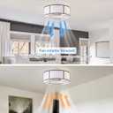 Caged Ceiling Fans with Lights Flush Mount, Low Profile Ceiling Fan with Lights Remote Control, 20'' Modern Bladeless 6 Speeds for Bedroom, Nursery, Kitchen, Brown