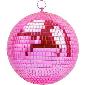 8 Inch Pink Disco Ball, Mirror Ball for Disco Parties, DJ Stage, Wedding, Home Decor (Pink-1)