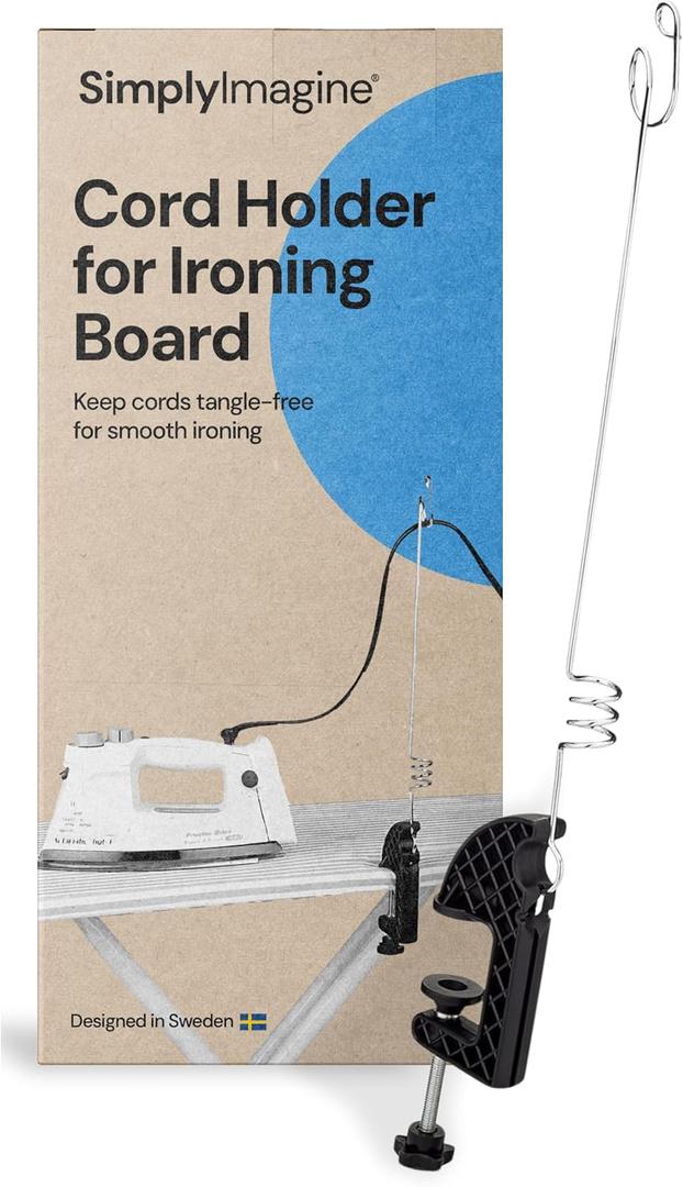 2 x SimplyImagine Flexible Iron Cord Holder - Metal, Tabletop Mount - Tangle-Free Pressing & Ironing Board Cord Holder - Universal Fit & Steam Compatibility