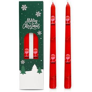 4 x 2 Pack Christmas Taper Candles, 10 Inch Unscented Candlesticks with Santa and Sleigh for Holiday Table Centerpiece, Fireplace Mantel, Advent Wreaths, Winter Weddings, Seasonal Home Decor