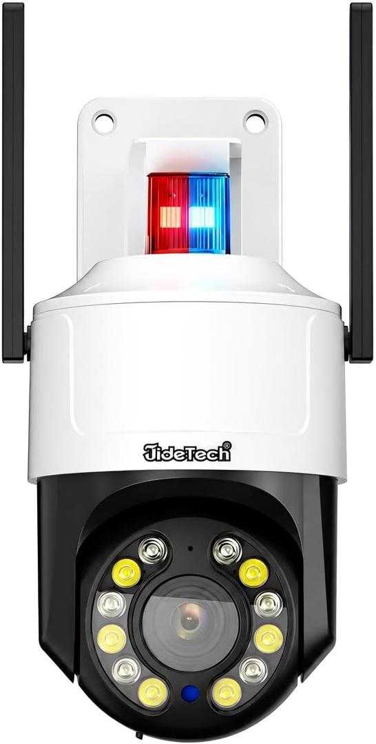 JideTech 4K 8MP Security Camera Outdoor, 5X Optical Zoom, PTZ Camera WiFi 2.4/5GHz, Red & Blue Light Alarm, Color Night Vision Floodlight, Automatic Human Tracking, Human Vehicle Pet Detection