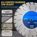 16" All Purpose Diamond Saw Blades for Hard/Reinforced Concrete, Asphalt, Granite, Terrazzo, Ductile Iron Piping, 5-5/8" Cutting Depth, 1" Arbor