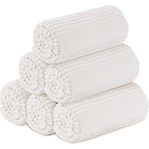 Buryeah 6 Pcs Flannel Throw Blanket Bulk 50 x 60 in Sleepover Blanket Outdoor Wedding Throw Lightweight, Oeko-tex Standard 100 Certified for Sofa Homeless Gifts (Cream White)