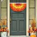 4 Pcs Thanksgiving Fall Pleated Fan Flag Bunting for Outside Garden with 3 Grommets Half Fan Banner Bunting Flags for Halloween Indoor Outdoor House Holiday Yard Decorations Party Props(3 x 1.5FT)