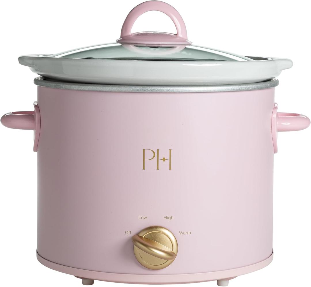Paris Hilton 3.5-Quart Manual Slow Cooker, Features Three Settings (Low, High, Warm), Naturally Nonstick and Dishwasher Safe Stoneware Insert, Family Sized Capacity, Pink
