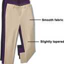 Men's Classic Fit Dress Pants with Hidden Expandable Waistband - Smooth Fabric, Slightly Tapered Leg, Business Casual & Formal Wear(KHAKI38W32L)