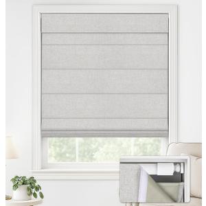 LazBlinds No Drill Roman Shades for Windows, Cordless Blackout Window Shades with UV Protection, Polyester Fabric for Bedroom & Living Room, 29" W x 64" H, Natural