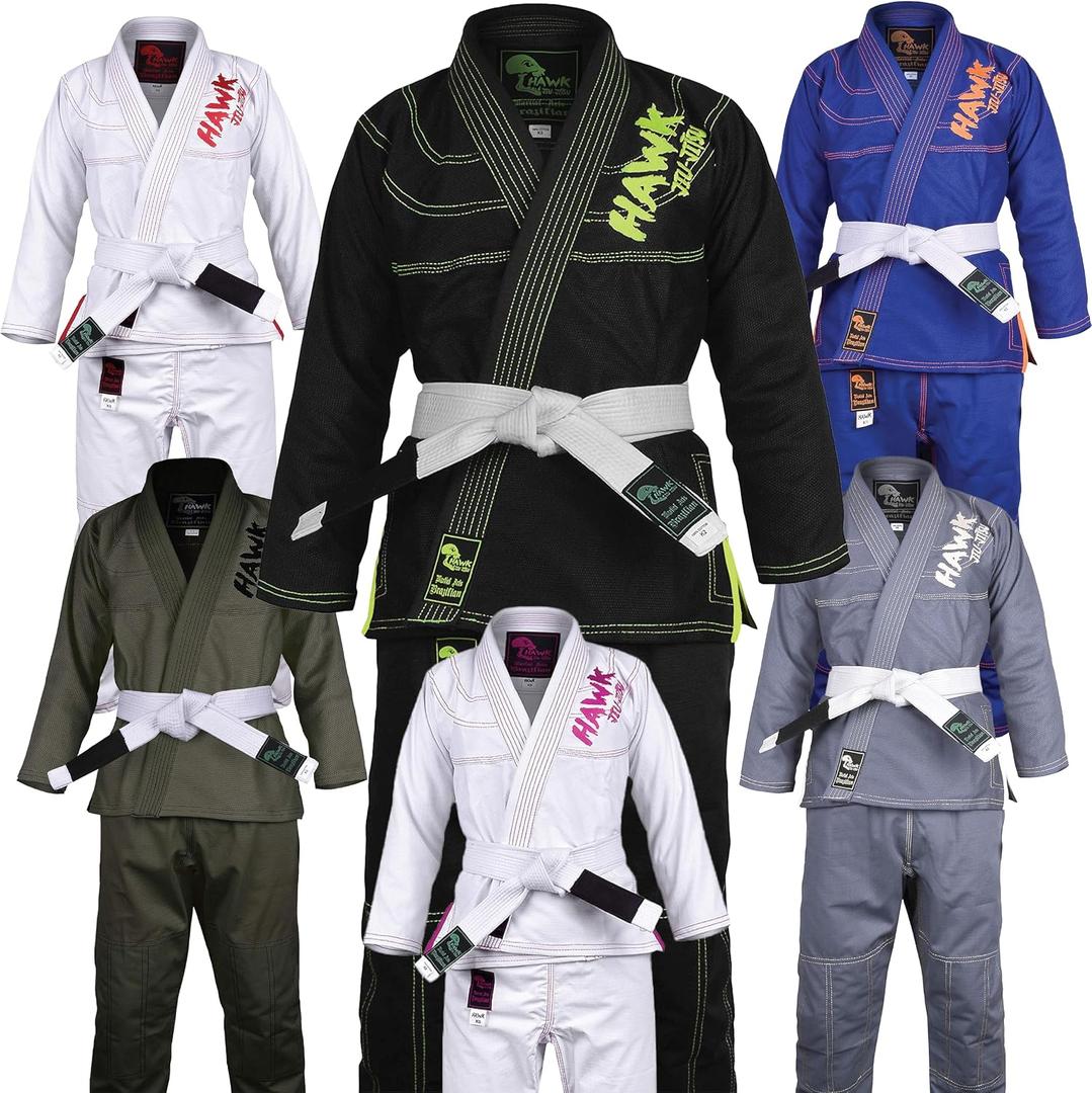 Hawk Sports Brazilian Jiu Jitsu Gi for Kids, Ultra-Light Extra Tough Premium Fabric Kids BJJ Gi K4