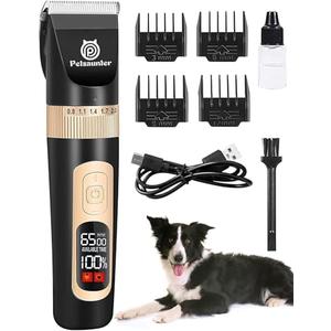 Petsaunter Dog Clippers for Grooming, 4-Speed & LCD, Low Noise Electric Trimmer for Grooming, TypeC Rechargeable Dog Hair Clippers, Super Quiet for Dogs & Pets with Thick or Heavy Coats(C95)