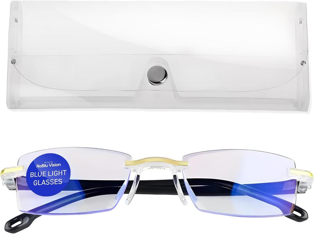 NoBlu Vision Bluelight Glasses for Men & Women  noblu glasses no blue light glasses for woman and men screen, eye strain & sleep | computer gaming glasses with clear frame & travel case