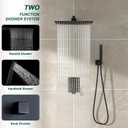 Shower System - 16 Inch Shower Faucet Set Black Shower Head And Handle Set Rainfall Wall Mounted Shower Fixtures Shower Valve And Trim Kit, Black #TLSH-814