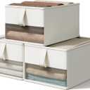 Vailando Foldable Storage Bins with Clear Window, Fabric Organizer for Closet, Shelves & Cubes - Breathable, Odor-Free Storage Boxes for Towels, Clothes, Toys, Books - 14.75"x10.25"x8", White, 3-Pack (Medium)