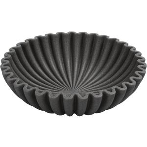 Large Decorative Bowl, Modern Handicraft Bowls for Home Decor, Decorative Fruit Bowl for Kitchen, Ruffle Bowl Decor, Stylish Key bowl for Entry Table, Artificial Stone Black