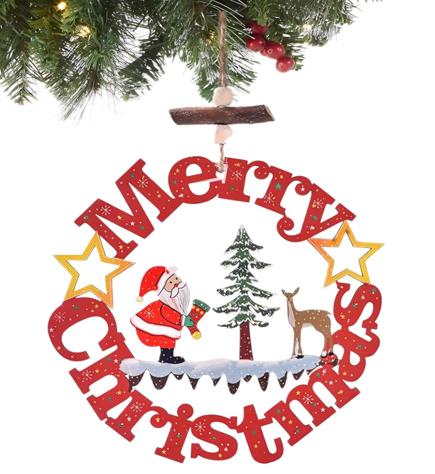 2025 Personalized Santa Ornaments for Christmas Tree,Large Hanging Ornaments for Xmas,Wooden Decorations for Christmas Party/Mantel/Door