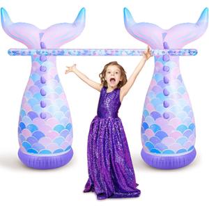 Poen Mermaid Inflatable Limbo Game Summer Inflatable Limbo Party Game for Kids Adults Family Carnival Stick for Indoor Outdoor Beach Pool Themed Party Favors Holiday Activities Supplies