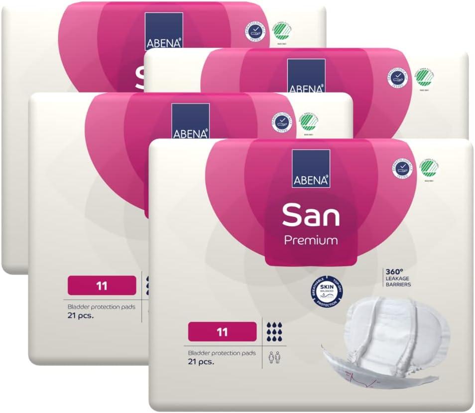 Abena San Premium Incontinence Pads, Heavy Absorbency, (Sizes 8 to 11), Size 11, 84 Count