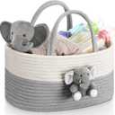 Elephant Diaper Caddy Organizer Cart Storage for Nursery with Handle Baby Shower Basket Gift Baby Bath Caddy for Diapers Wipes Elephant Basket for Nursery(X-Large)