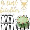 Chunful 17 Pcs a Tini Bit Older Cake Topper with Ribbons Bowknot Espresso Martini Cake Topper for a Tini Bit Older Birthday Espresso Martini Birthday Tiny Bar Bachelorette Bridal Shower Party Supplies