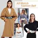 WHIPPY Women Wide Elastic Waist Belt Vintage Wide Stretch Waist Belt Fashion Retro Leather Waistband for Dresses (Gray)