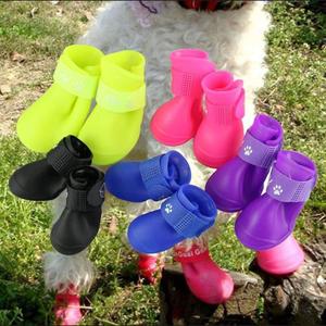 Cute Little Pet Dog Puppy Rain Snow Boots Shoes Booties Candy Colors Rubber Waterproof Anti-Slip (Purple, X-Large)