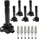 Ignition Coil Pack UF603 and Iridium Spark Plug 93175 Compatible with Honda Accord Odyssey Ridgeline Pilot Acura RL TL TSX MDX RDX 3.5L 6Pcs