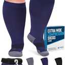 Doctor's Select 3 Pairs Plus Size Compression Socks Wide Calf, 20-30 mmHg Compression Socks for Women Wide Calf, 3XL