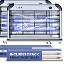 LiBa Electric Bug Zapper (2-Pack) Indoor Insect Killer - (4) Extra Replacement Bulbs - Fly, Mosquito Killer and Repellent - Lightweight, Powerful 2800V Grid, Easy-to-Clean, Removable Washable Tray
