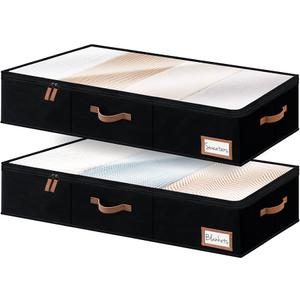 StorageWorks Extra Large Under Bed Storage Containers with Handles and Label Holder, 2 Pack Ultra-thick Fabric Underbed Bins, Closet Organizer for Clothes, Blankets, Sweater