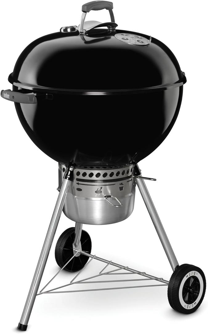 Weber Original Kettle Premium Charcoal Grill, 22-Inch, Black Outdoor BBQ Grill with BuiltIn Thermometer, Heat Control Dampers & OneTouch Cleaning System