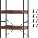 HCHQHS 4 Tier Bookshelf, Adjustable Industrial Bookcase, Vertical Tall Book Shelf, Wood and Black Metal Open Bookshelves for Home Office, Living Room, Bedroom (Rustic Brown)