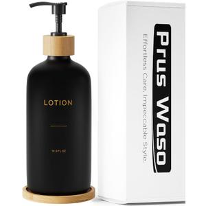 Prus Waso Black Soap Dispenser Bathroom, Lotion Pump Dispenser Perfect for Modern Soap Dispenser. (Black & Lotion)