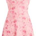 Verdusa Women's Mini Dress Floral Spaghetti Strap Mesh Dresses Going Out Festival Concert Outfits Grunge Gothic Clothes (Pink) 
Small