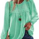 Falechay Boho Tops for Women Long Sleeve Shirts Crewneck Flowy Womens Blouses Dressy Casual Lace Hem Clothing Trendy 2026, Size: 5X-Large