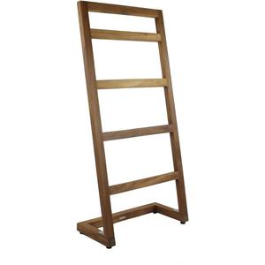 AquaTeak Patented 44"" Sula Teak Free Standing Towel Rack - 4-Rung Angled Hand Towel Holder for Bathroom - Durable Water Resistant Shower Organizer & Drying Rack, Non-Slip Rubber Feet