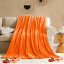 KMUSET Fall Throw Blanket Orange Fleece Throw 50 X 60 inches - Super Soft Cozy Lightweight for Sofa, Bed