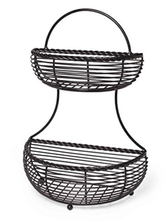Gourmet Basics by Mikasa Marketplace 2 Tier Flatback Basket, Antique Black Gourmet Basics by Mikasa Marketplace 2 Tier Flatback Basket, Antique Black