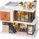 DIY Miniature House Kit, DIY Dollhouse Kit for Adults to Build, Mini House Kit with LED, Mayberry Street Miniatures, Ideal Gifts for Birthday, Halloween Christmas(Florence)