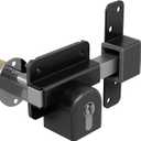GateMate Long Throw Gate Lock 1490096, Euro Profile Keyed Both Sides Gate Lock for Sheds, Gates & Garage Doors, 316 Stainless Steel, for Wooden Gates & Doors Up to 2  Thick (70mm), Black, 5 Keys