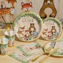 Woodland Baby Shower Party Supplies Boy Girl Gender Reveal Decorations 247 PCS Forest Animal Birthday & Disposable Dinnerware Set (25 Guest) with Paper Plates Cup Backdrop Balloon Garland Kit
