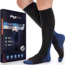 PhysFlex Compression Socks for Women and Men - Best Support for Running, Flying, Pregnancy - Knee High Graduated Compression Stockings (Blue, XX-Large)