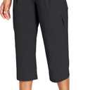 Women's Cargo Capris Lightweight Quick Dry Hiking Pants Water Resistant Summer Travel Pants with 6 Pockets 2026 (Black, L)