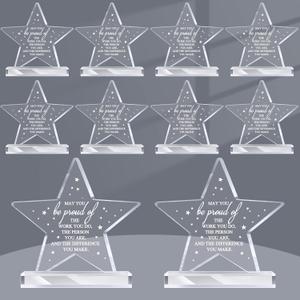 Bucherry 10 Pcs Employee Appreciation Awards for Coworker Acrylic Thank You Trophy May You Be Proud of The Work You Do Sign Prizes Retirement Goodbye Farewell Gift for Women Men(Star)