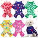 5 Pieces Holiday Dog Christmas Pajamas Holiday Dog Jumpsuit Puppy Valentine Pajamas Apparel for Small Cat Christmas Valentine Cosplay (Small (fit 3.3-5.5lbs),Classic Style)