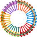 Hungdao 36 Pcs Mini Mexican Fiesta Wooden Maracas Bulk 6 Designs Wooden Maracas Noisemaker for Fiesta Party Favors Cinco De Mayo Party Supplies Decor Taco Tuesday Event Luau Game (Classic Style)