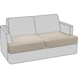 PrinceDeco Stretch T Cushion Loveseat Slipcovers Loveseat Couch Cover for 2 Cushion Sofa Seat Cover with Elastic Bottom Pets Friendly Jacquard Small Checked,Island Fossi