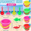Jexine 96pcs Beach Party Favors for Kid 24 Set Sand Buckets and Shovels for Bucket Party Favor Sand Box Play Set and Mini Beach Pail Includes Shovel, Rake, Scoop Summer Outdoor Toys for Toddlers