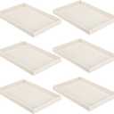 Quelay 6 Pcs Velvet Stackable Jewelry Tray Showcase Display, Jewelry Organizer Tray Bracelet Ring Earring Necklace Organizer Empty Plate for Drawers Countertop (Beige)