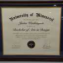 16x20 Diploma Frames 14x17 with Blue Mat, Fits Degree Certificate Document, 20 x 16 Cherry Red Frame with Tempered Glass Panel for Wall Mounting