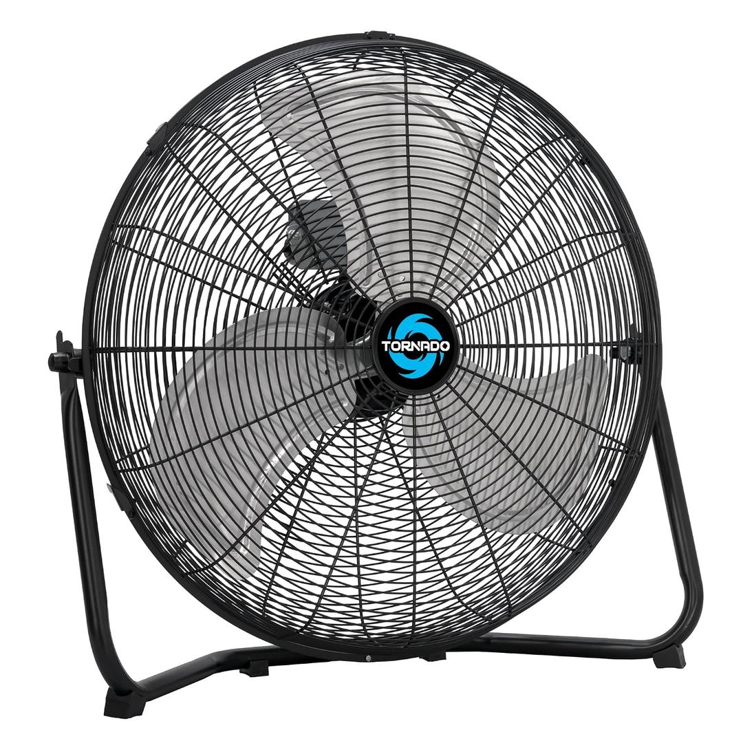 Tornado 20 Inch High Velocity Metal Floor Fan, 3-Speed Powerful Cooling for Industrial, Commercial, and Home Spaces, 120°Tilt, 6.0 FT Cord - UL safety Listed, Black