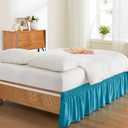 Entisn Teal Adjustable Bed Skirt for King & Cal King Size Bed - with 18 Inch Tailored Drop, Wrap Around Bed Skirts with Adjustable Elastic Belt for Easy Fitting - Wrinkle & Fade Resistant, King/Cal King + 18" Drop, Teal
